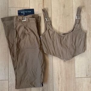 White Fox Boutique Brown Flare Jumpsuit